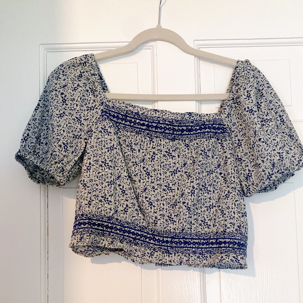 Madewell button up back short sleeve peasant blouse